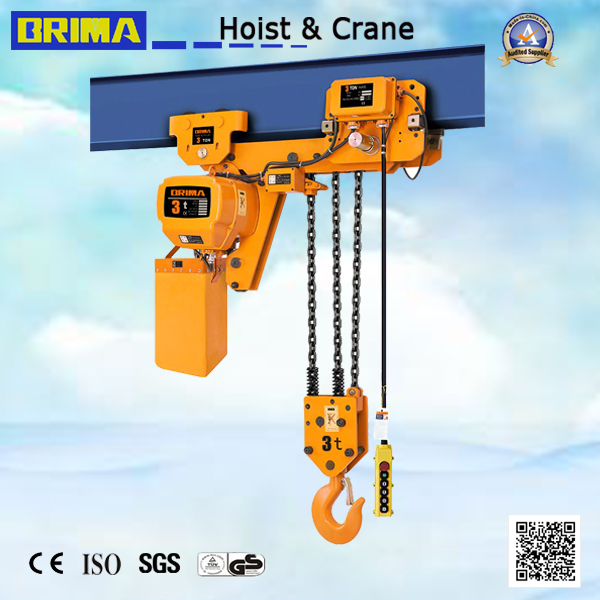 Brima Alta Qualidade 2000kg 2 Ton Construção de Gancho Duplo Motor Elétrico de Corrente Talha Elétrica de Corrente