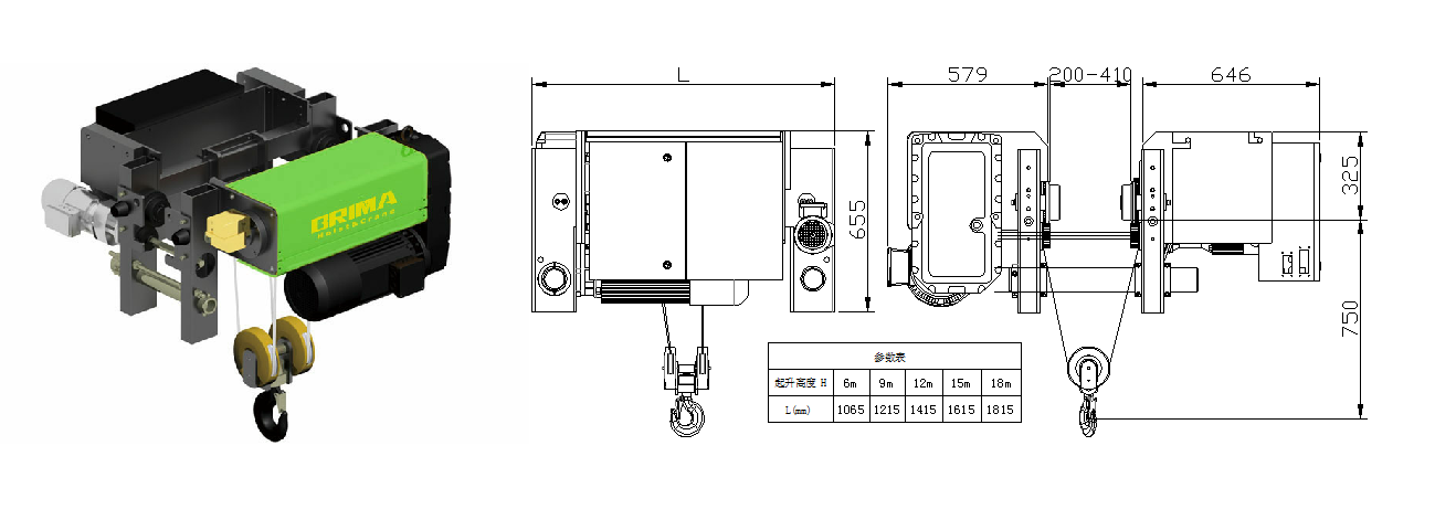 Desenho europeu da talha de cabo de aço BMG-10t